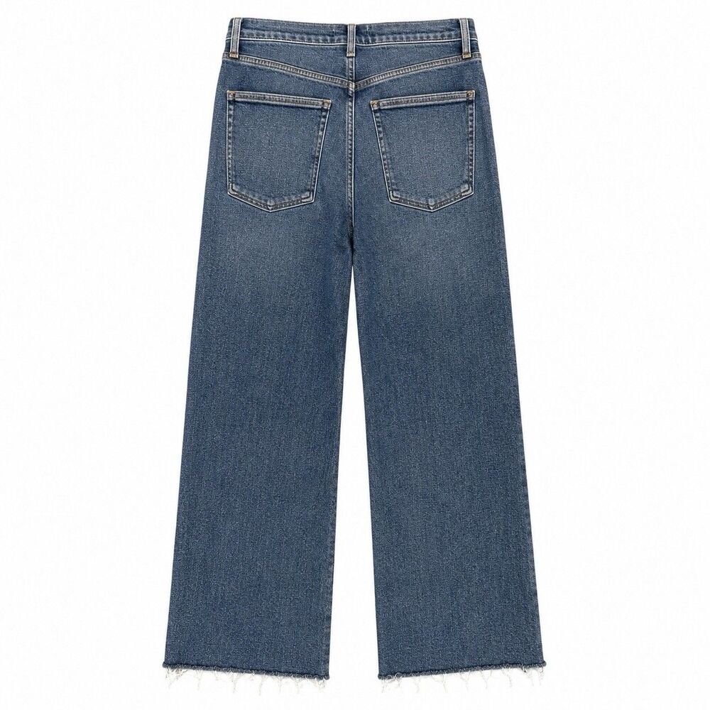 AGOLDE Ren In Chord High Rise Relaxed Fit Wide Leg Raw Hem Denim Jeans Women 26 - Picture 7 of 8